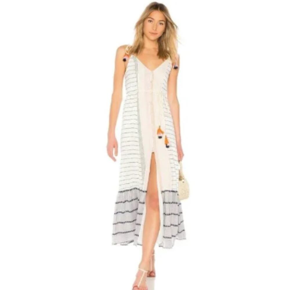 Tularosa Villa Calmar Boho Stripe Maxi dress white cream - XS